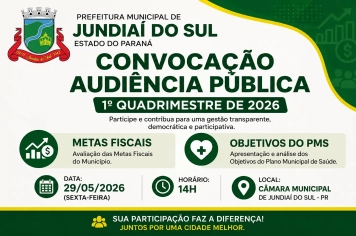 AUDIÊNCIA PÚBLICA: PMS E MESTAS FISCAIS - 1º QUADRIMESTRE DE 2026