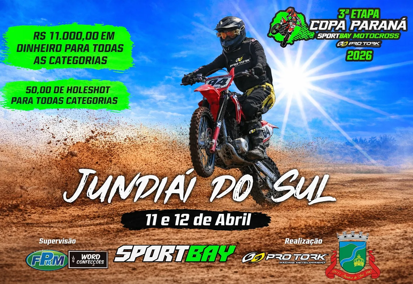Jundiaí do Sul recebe a 3ª Etapa da Copa Paraná Sportbay de Motocross 2026
